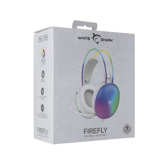White Shark FIREFLY GH-2342W fehér gamer fejhallgató White Shark FIREFLY GH-2342W fehér gamer fejhallgató