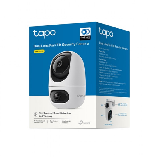 TP-LINK TAPO C245D Wireless Kamera Cloud beltéri forgatható színes éjjellátó Dual kamera