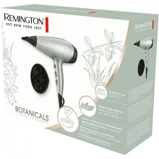 REMINGTON AC5860 2300W hajszárító, BotaniCare (aloe/jojoba/rózsa), ionos, AC motor, diffúzor, 6 mm szűkítő, 3 hőm./2 seb REMINGTON AC5860 2300W hajszárító, BotaniCare (aloe/jojoba/rózsa), ionos, AC motor, diffúzor, 6 mm szűkítő, 3 hőm./2 seb