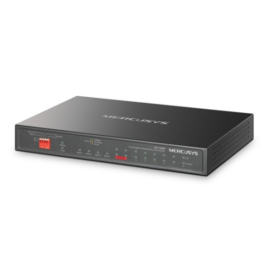 MERCUSYS Switch 12x1000Mbps(8xPOE+) + 2xSFP, Fémházas Asztali, MS112GMP MERCUSYS Switch 12x1000Mbps(8xPOE+) + 2xSFP, Fémházas Asztali, MS112GMP