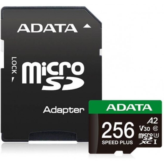 ADATA SPEED PLUS 256GB MicroSDXC Memóriakártya + Adapter UHS-I U3 (180/160) ADATA SPEED PLUS 256GB MicroSDXC Memóriakártya + Adapter UHS-I U3 (180/160)