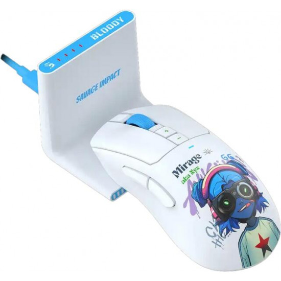 A4-Tech Bloody R73 Ultra Duo Nyx Mirage vezeték nélküli fehér gamer egér A4-Tech Bloody R73 Ultra Duo Nyx Mirage vezeték nélküli fehér gamer egér