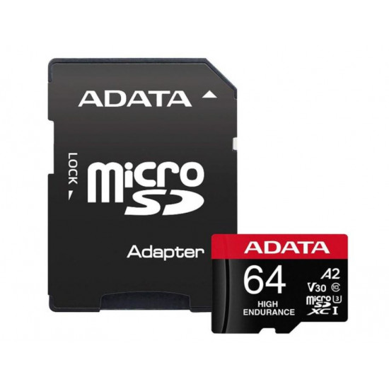 ADATA 64GB High Endurance UHS-I U3 V30S +Ad 100/70 MB/s Micro SDXC memória kártya