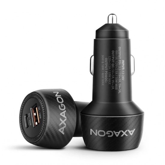Axagon PWC-PQ48 PD3.0 & QC4+ 2× OUTPUTS 48W két kimenettel (USB-A + USB-C) autós töltő Axagon PWC-PQ48 PD3.0 & QC4+ 2× OUTPUTS 48W két kimenettel (USB-A + USB-C) autós töltő