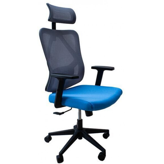 IRISOffice Eclipse kék/szürke ergonómikus, szövet-hálós irodai forgószék fej és háttámasszal