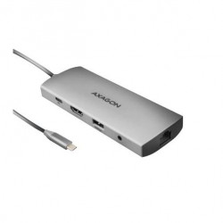 AXAGON HMC-8HLSA USB-C 3.2 Gen 1 3x USB-A + 4K/30Hz HDMI + SD/microSD GLAN Audio PD 100W hub