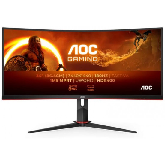 AOC Ívelt Gaming 180Hz VA monitor 34