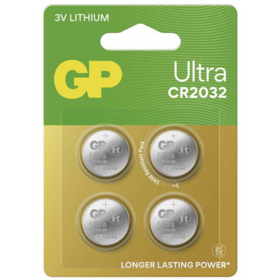 GP Ultra Lítium gombelem CR2032 4db/bliszter GP Ultra Lítium gombelem CR2032 4db/bliszter